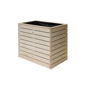 Westmann Hochbeet Holz Fichte M, helles Holz, rechteckig, mit Folie ausgelegt.