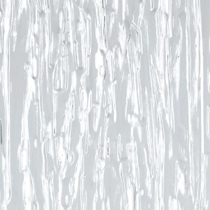 Transparente Türfüllung aus Polystyrol mit grober Rindenstruktur, 5 mm stark.