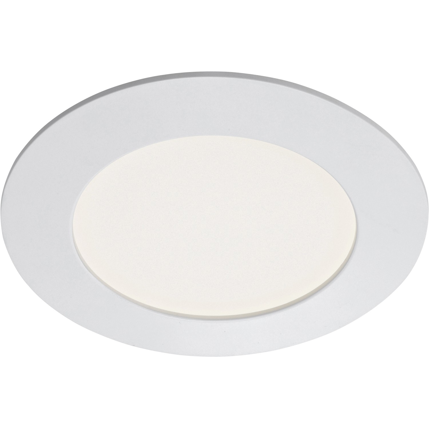 Weiße, runde Briloner LED-Einbauleuchte aus Kunststoff, 12 cm Durchmesser. Neutralweißes Licht.
