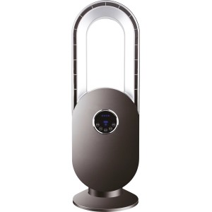 Moderner, anthrazitfarbener Standventilator Bladeless TV 45-67 mit Touch-LED-Display.