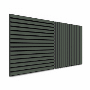 Akustikpaneel Lino Conifer, 2er Set, schwarz. MDF-Leisten auf Filz für Wand- und Deckenverkleidung.