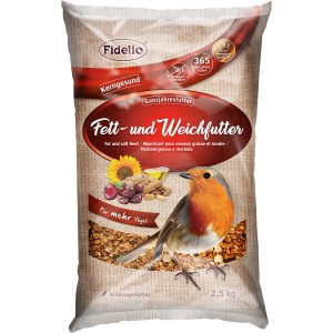 Fidelio Fett- und Weichfutter 2,5kg für Wildvögel, Ganzjahresfutter mit Erdnüssen und Getreide.