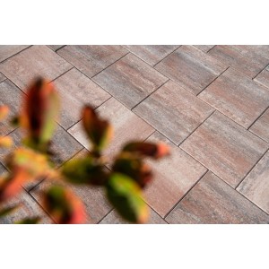 Diephaus Terrassenplatten Corso Muschelbeige, 50x50 cm, verlegt im Außenbereich.