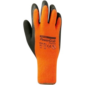 Winter Arbeitshandschuh Powergrab Thermo Gr. 11, orange/schwarz mit Latexbeschichtung.