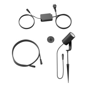 Philips Hue Lily Spot Basis-Set, 1-flammig, schwarz, mit Erdspieß, Kabel, Netzteil.