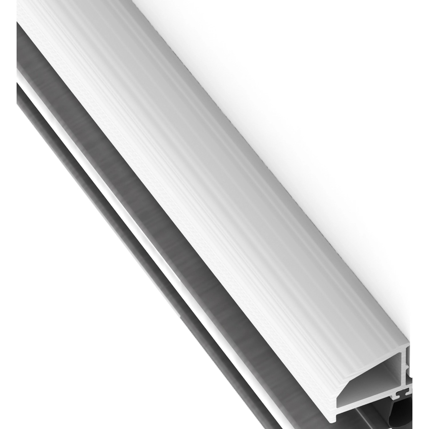 Detailaufnahme: Weiße Kunststoff-Nebeneingangstür, Profilansicht.