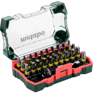 Metabo Bitbox SP, 32-teilig, mit Bits, Bithalter und farbcodierter TX-Ausführung im transparenten Kasten.