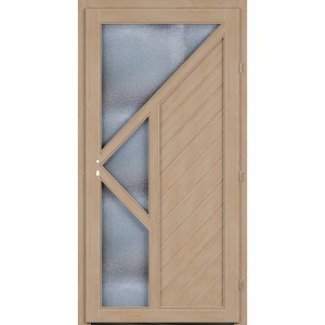 Roro Nebeneingangstür aus Fichte mit Ornamentglas, DIN rechts, 110x210 cm.