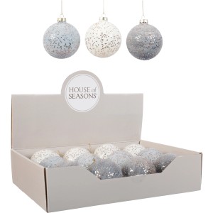 Kugel Glas Weiß, Hell-und Dunkelblau Ø8 cm