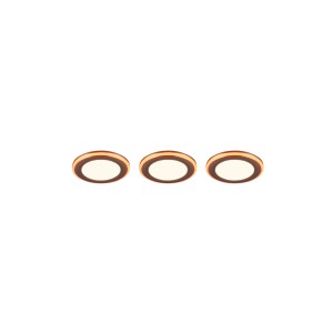 3er Set Trio LED Einbauleuchten Argus, chromfarbene Deckenspots mit Farbwechsler.