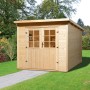 Weka Gartenhaus Taro C Natur, 295x300 cm, mit Holzboden. Gartenhaus aus unbehandeltem Fichtenholz mit Doppeltür.