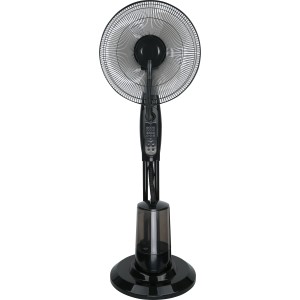 Schwarzer Standventilator SV 75-43 mit Sprühnebel-Funktion, Ø 43 cm. Ventilator für kühlende Luft.