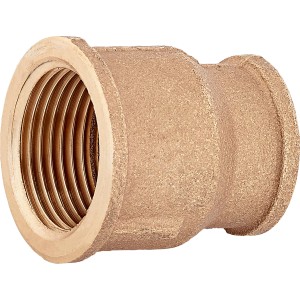 Gewinde-Reduziermuffe aus Rotguss, 24,1/30,3 mm, für Sanitär- und Heizungsinstallation.