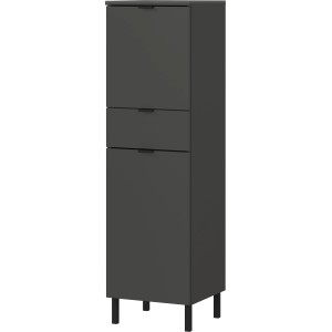 Germania Schrank 1982-547 in Graphit mit Schublade und zwei Türen auf schwarzen Füßen.