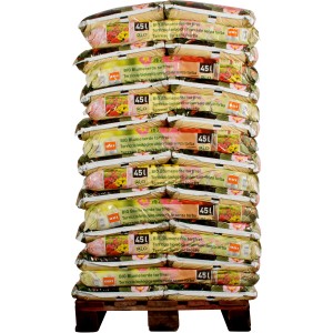Palette OBI Bio Blumenerde torffrei, 51 Säcke à 45 l, Universalerde für Garten, Balkon und Terrasse.