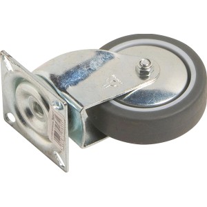 Apparate-Lenkrolle, Ø 75 mm, mit Platte, 50 kg Traglast, Gummireifen.