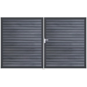 GroJa Steckzaun-Tor Solid-Rhombus 2-flg. DB703 DIN Rechts Steingrau Co-Ex.