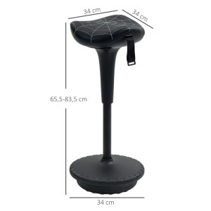 Schwarzer Vinsetto Bürohocker mit ergonomischem Sattelsitz, Spinnennetz-Muster und Wackeldesign. Höhenverstellbar.