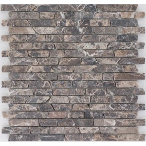 Marmormosaik Brick Marron Emperador, 25x25 cm, für Innenräume.