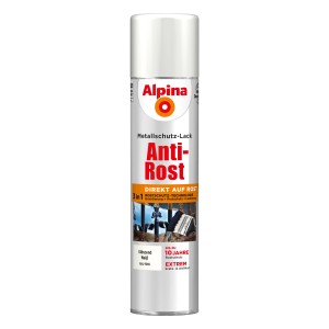Alpina Metallschutz-Lack Anti-Rost Spray, Weiß glänzend, 400ml Dose.