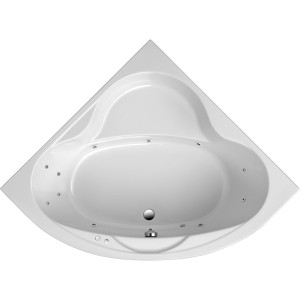 Ottofond Whirlpool Siam Komfort, 140 cm, weiße Eck-Badewanne mit Massagedüsen.