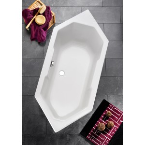 Weiße Eckbadewanne Sierra, 180x80 cm, Aufsicht. Moderne Badewanne für das Badezimmer.