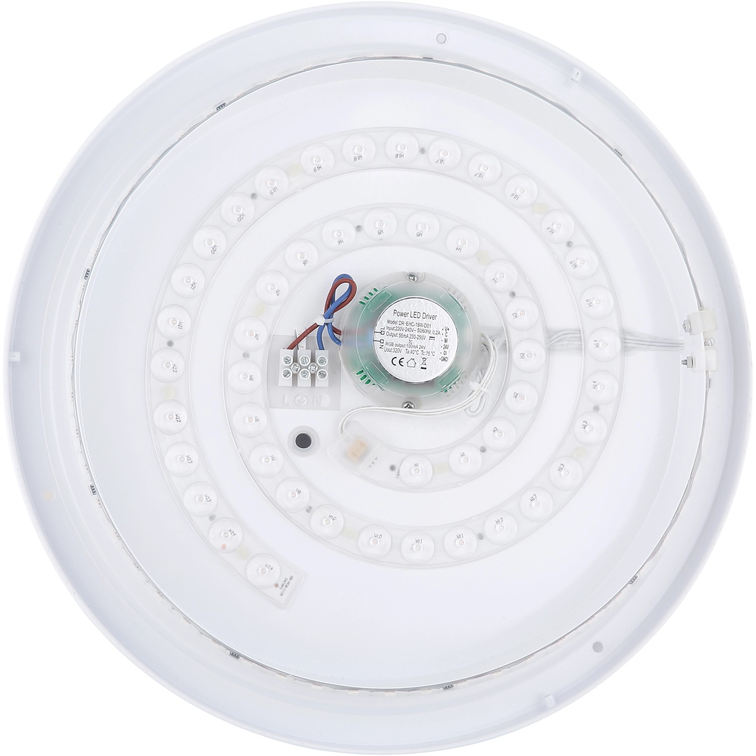 Weiße Globo LED-Deckenleuchte Burro, 2-flammig, 390x80mm, mit LED-Kreisen und Elektronik.