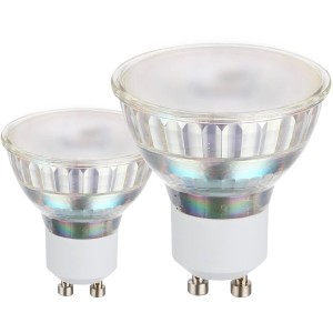 Zwei GU10 LED Spots, 2,8W, 3000K, 250lm, warmweißes Licht.