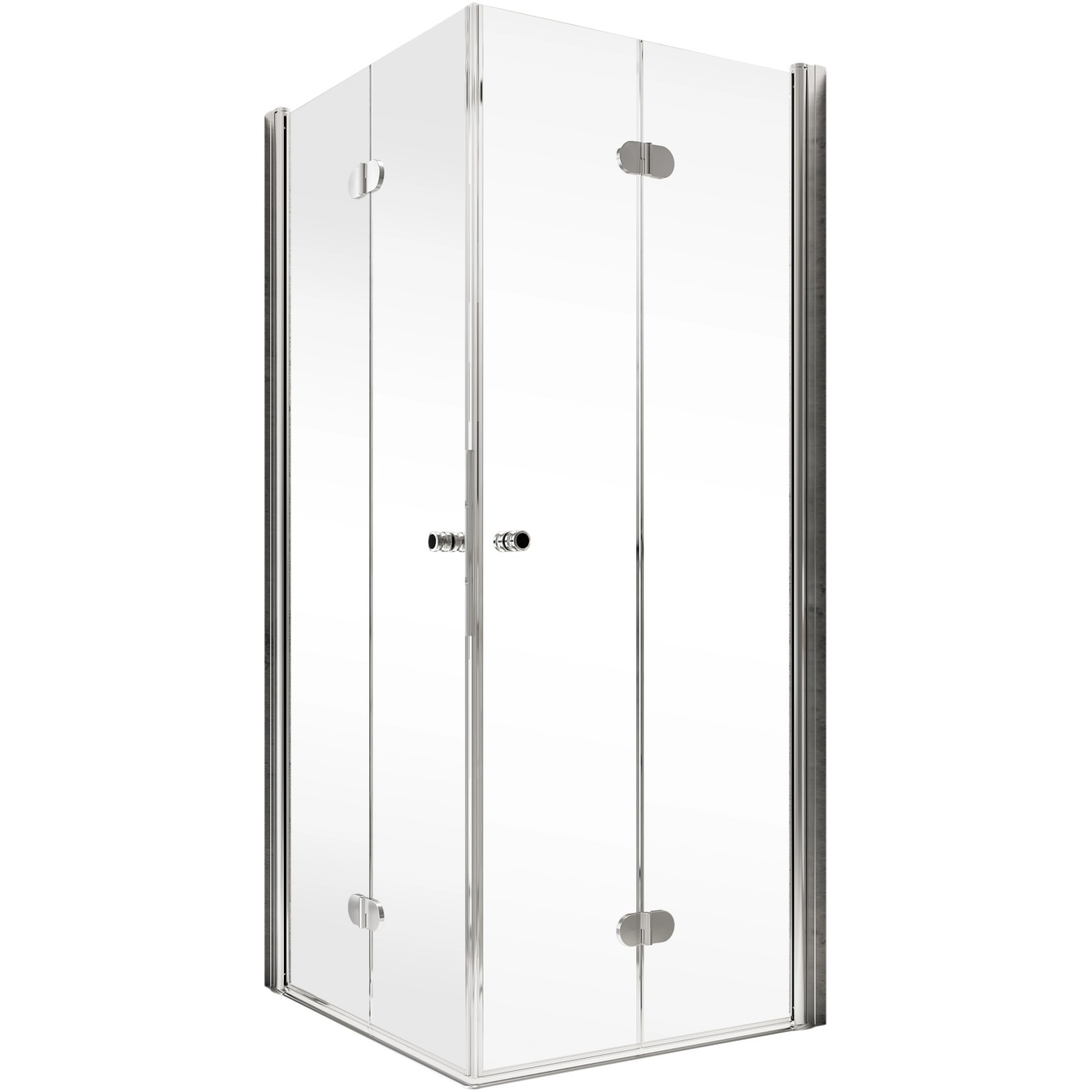Schulte Eckeinstieg mit Drehfalttür, Echtglas, Chrom-Optik, 90x90 cm. Eckdusche mit platzsparender Tür.