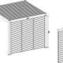 Technische Zeichnung: Weide Pergola Seitenwand aus Aluminium in Ivory Sand mit horizontalen Streben, 0.93m. Inkl. Maße.