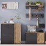 okwish Schuhschrank Set mit Spiegel Garderobe Flur 85x36x85cm Schwarz_3