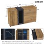 okwish Sideboard mit 3 Schubladen Glas Stauraum Wohnzimmer 140x40x80 cm Natur_5