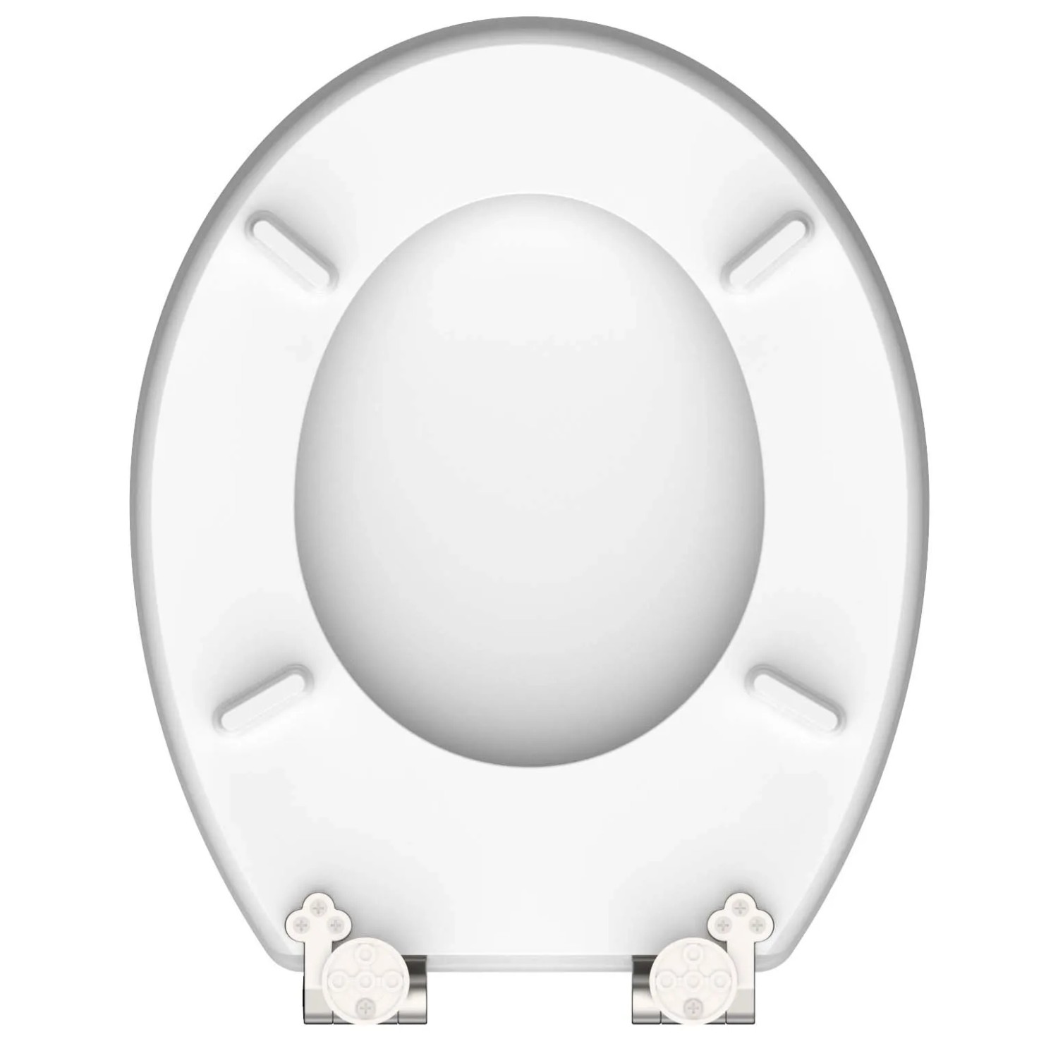 Weißer Schütte WC-Sitz Red Starfish mit Absenkautomatik, Holzkern. WC-Sitze für Standard WC Becken.