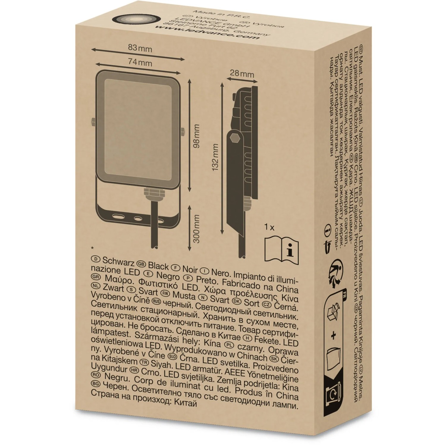 Ledvance Außenstrahler Floodlight Essential 10W, schwarz, zur Fassadenbeleuchtung.