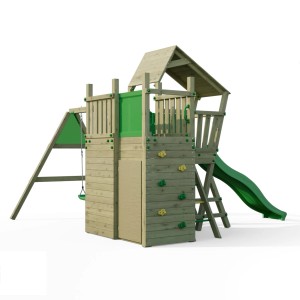 Spielturm Funky Combo 5STAR mit Rutsche, Schaukel und Kletterwand für Kinder.