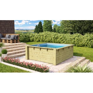Karibu Holzpool Minipool, kesseldruckimprägniert, 78x192,1x192,1 cm im Garten.