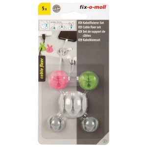 Fix-o-moll Kabelfixierer Set Bunny, 5-teilig, mehrfarbig, zur einfachen Kabelfixierung.