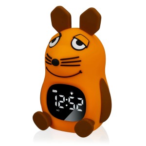 DieMaus Lichtwecker für Kinder im Maus-Design, orange. Kinderwecker mit digitaler Anzeige.