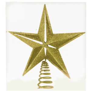 Baumschmuck Baumspitze Stern aus Kunststoff Gold mit Glitter 28 cm