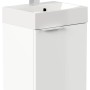 Posseik Badmöbel Cubi Slimline, 40 cm, Weiß Hochglanz mit Waschbecken und Armatur.