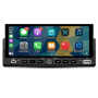 Schwarzes 1 DIN Autoradio mit 7 Zoll IPS Touchscreen Display, zeigt Carplay Apps. Autoelektrik.