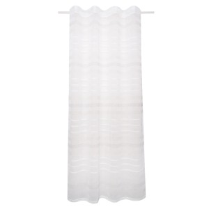Weißer Sehlbach Fertigschal mit Webstreifen, 135x175 cm, geeignet für Gardinenstange und -schiene.