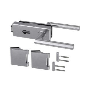 Novadoors Glasdrehtürbeschlag-Set Nova Smart 61 mit Profilzylinderschloss aus Edelstahl.