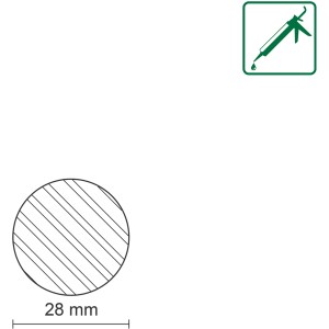 Schnittbild FN Neuhofer Rundstab, Fichte/Kiefer, Ø 28mm. Leiste für Innenausbau & Basteln.