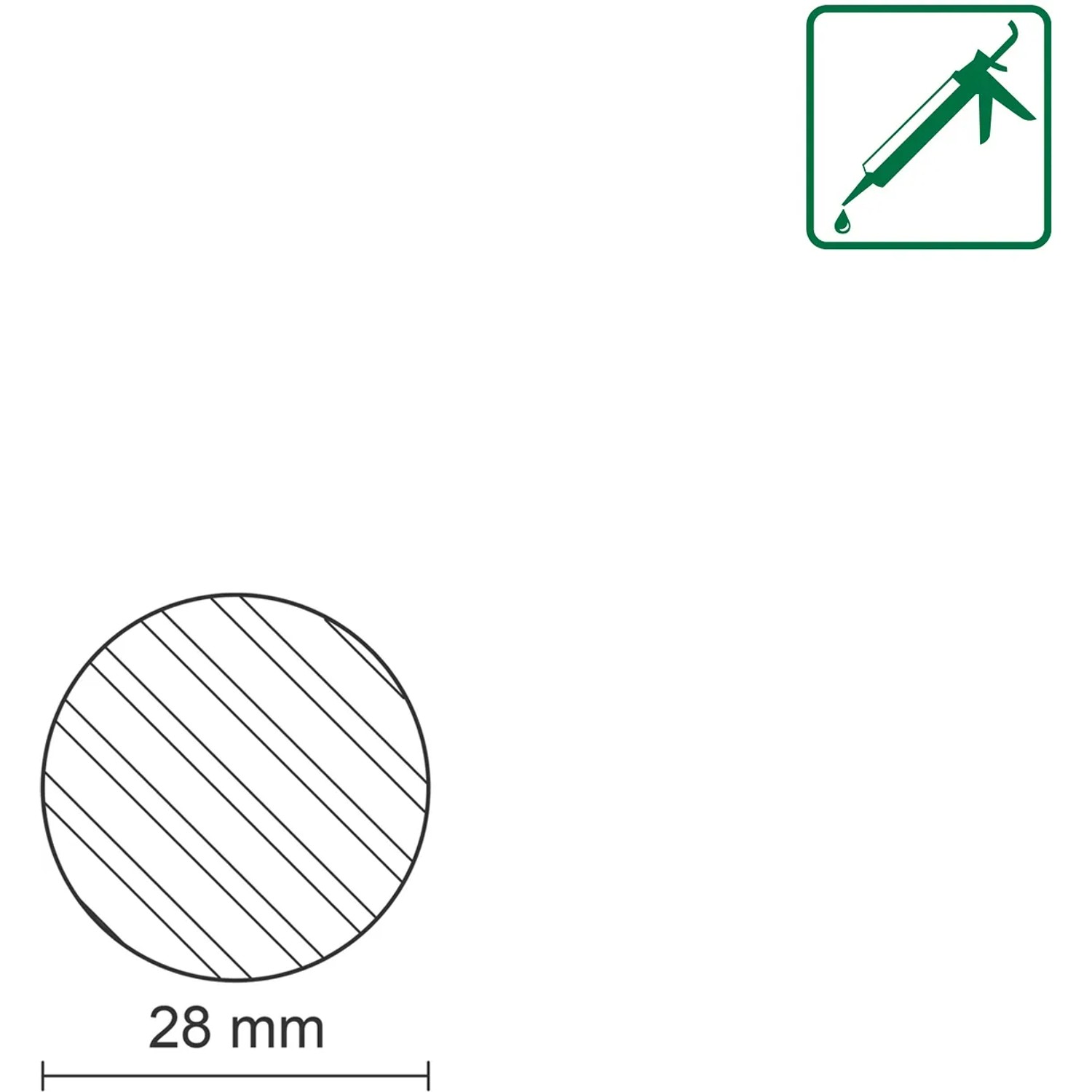 Schnittbild FN Neuhofer Rundstab, Fichte/Kiefer, Ø 28mm. Leiste für Innenausbau & Basteln.