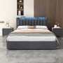 okwish Polsterbett mit Bettkasten LED-Licht Jugendzimmer 160x200cm Grau_3