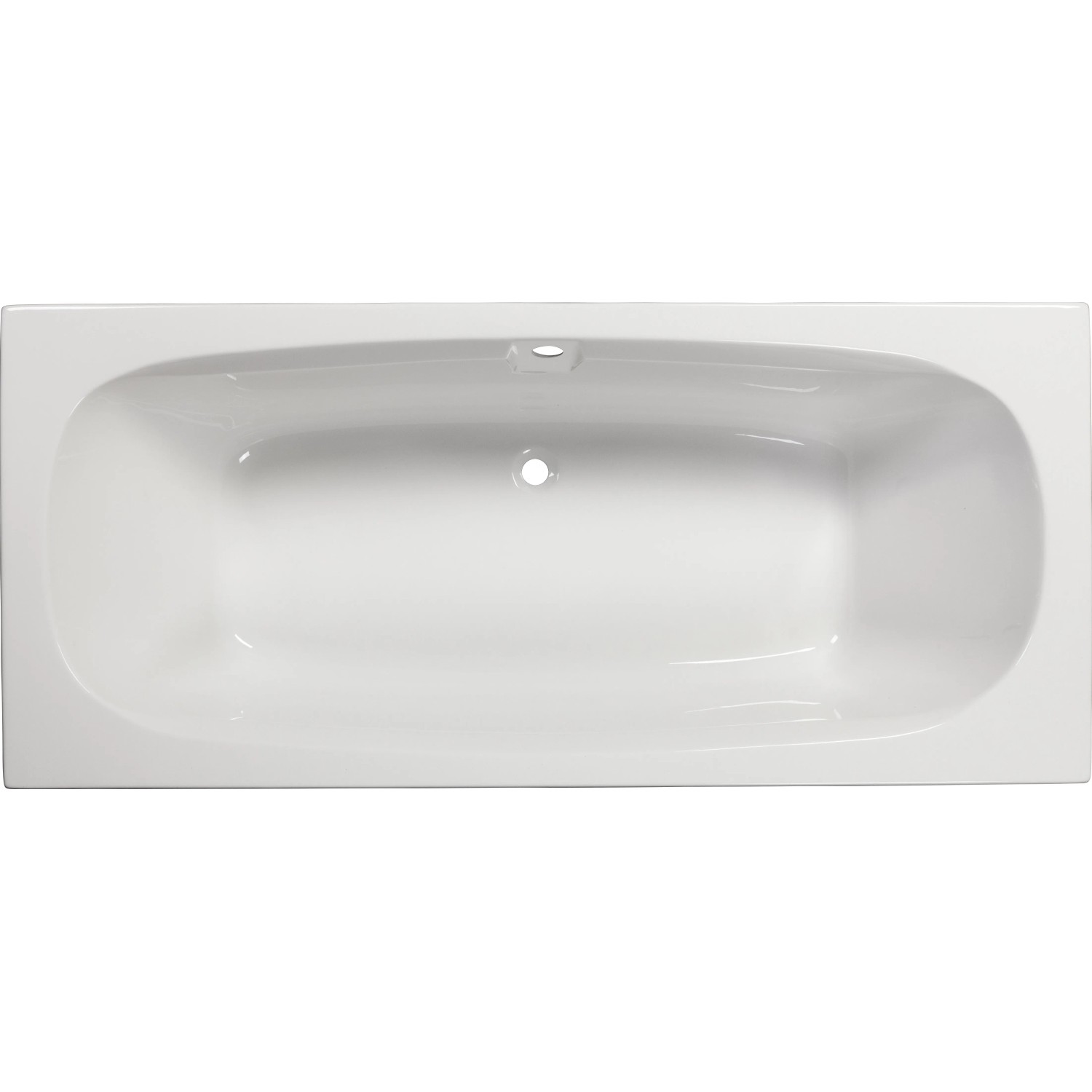 Weiße Sanoacryl Körperform-Badewanne Marbela, 180 cm, Rechteck-Badewanne, Aufsicht.