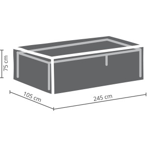 Graue Perel Schutzhülle für Gartentische bis 240 cm, Maße: 75x105x245 cm.