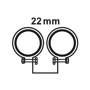 Doppelrohrschelle, verzinkt, 22 mm, zur Befestigung von zwei Rohren, mit Schalldämmung.