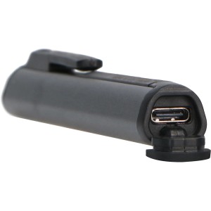 Detailaufnahme der LED's Work Akku Handlampe mit USB-C Ladeanschluss.